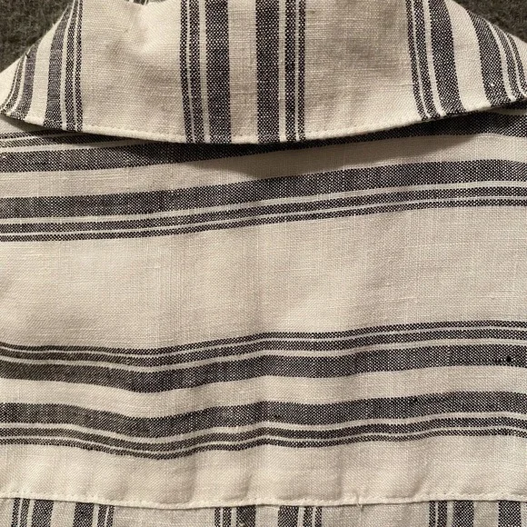 Chicos No Iron Linen Top Womens 1 Medium White Gray Sleeveless‎ Tunic Lagenlook - Picture 5 of 9